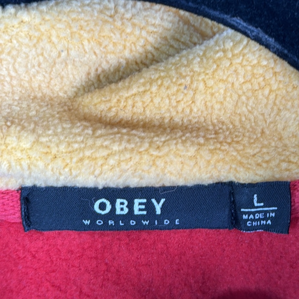 Obey Alpine Polar Anorak Jacket Colorblock Fleece Pullover 1/2 Zip Placket - Picture 6 of 10